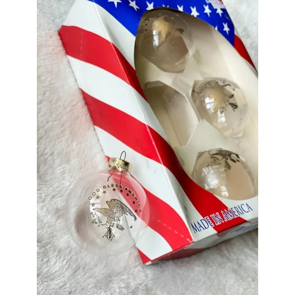 vtg vintage RAUCH glass Made in American eagle‎ ornaments Christmas holiday